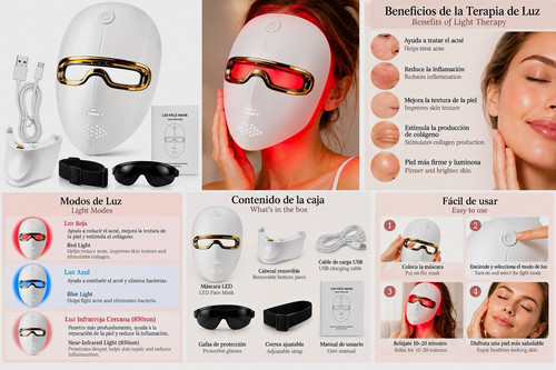 Led light therapy face mask - light,